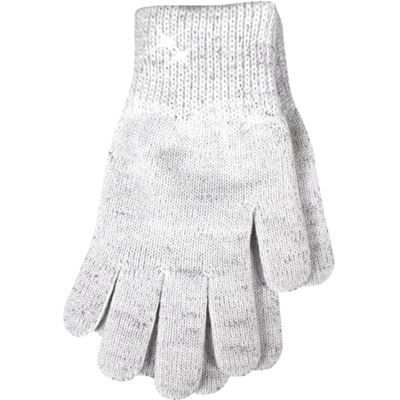 VIVARO women's knitted gloves with lurex WHITE-SILVER