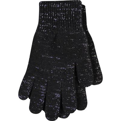 Women's knitted gloves VIVARO with lurex BLACK-SILVER