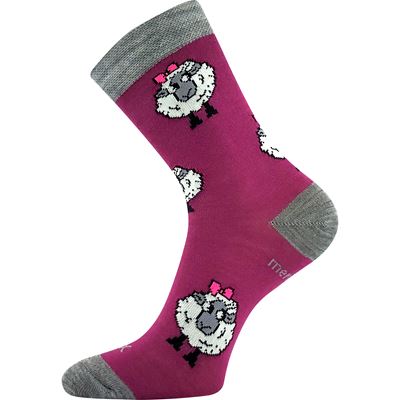 Children's thin socks made of merino WOOL with silver ions FUXIA