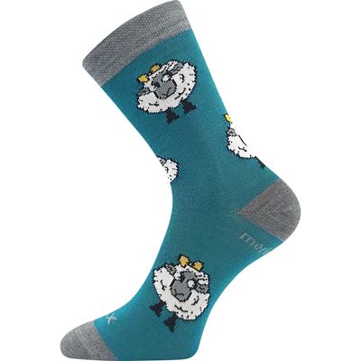 Children's thin socks made of merino WOOL with silver ions BLUE-GREEN