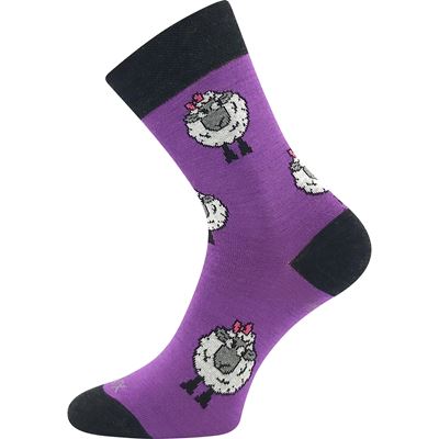 Women's thin socks made of merino WOOL with silver ions PURPLE