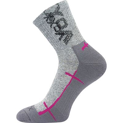WALLI sports socks with silver ions LIGHT GREY WITH FUXIA