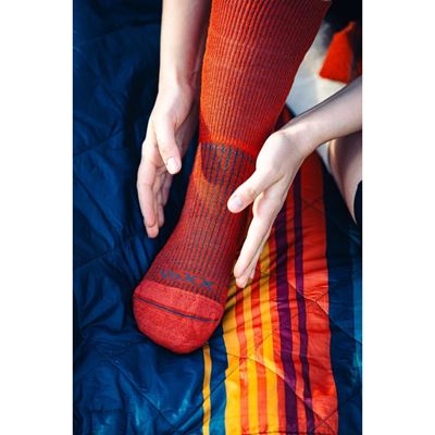 Double-layer socks with soft cuffs WANAK made of merino wool DARK ORANGE