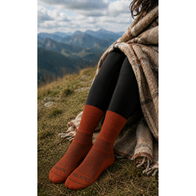Double-layer socks with soft cuffs WANAK made of merino wool DARK ORANGE VoXX 125369 3