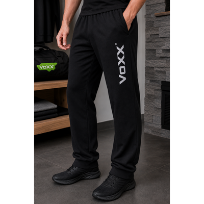 Men's WARP cotton tracksuit bottoms BLACK