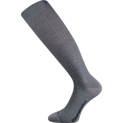 Light compression knee socks made of merino WOOLAX with silver ions LIGHT GREY