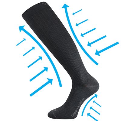 Light compression knee socks made of merino WOOLAX with silver ions DARK GREY