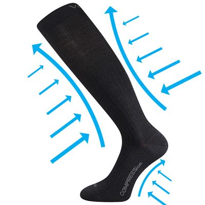 Light compression knee socks made of merino WOOLAX with silver ions BLACK