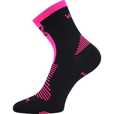 Thin merino socks WORALF with silver ions BLACK with neon pink
