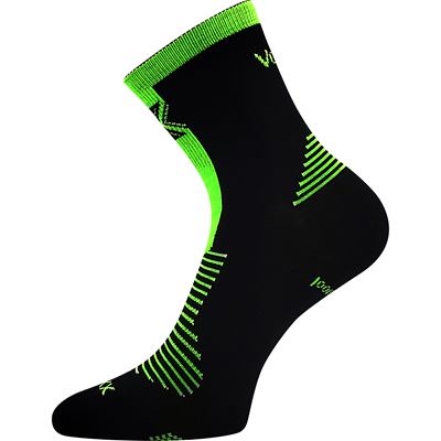 Thin merino socks WORALF with silver ions BLACK with neon green