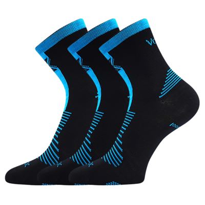 Thin WORALF merino socks with silver ions BLACK with neon turquoise