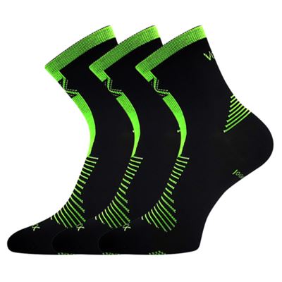Thin merino socks WORALF with silver ions BLACK with neon green