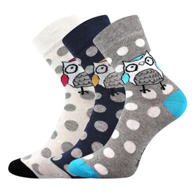 Women's summer socks XANTIPA 60 with owls MIX (3 pairs)