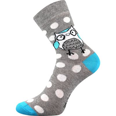 Women's summer socks XANTIPA 60 with owls MIX (3 pairs)