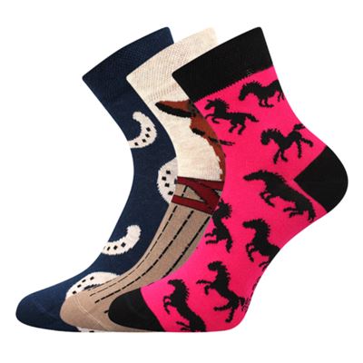 Women's summer socks XANTIPA 64 with horses MIX (3 pairs)