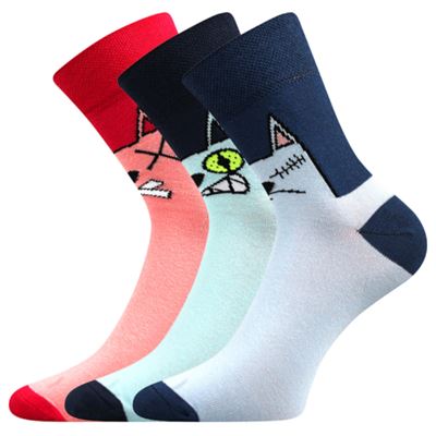 Women's summer socks XANTIPA 67 with cats MIX (3 pairs)