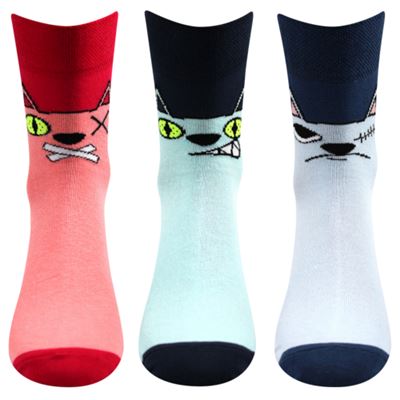 Women's summer socks XANTIPA 67 with cats MIX (3 pairs)