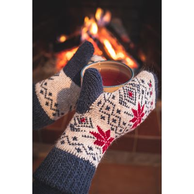 Set of winter socks and knitted mittens ALTA SET made of merino wool and alpaca REŽNÉ