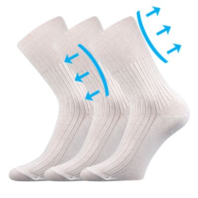 Thin ZDRAV medical socks with non-constricting cuff, WHITE