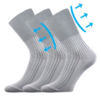 Thin ZDRAV medical socks with non-constricting cuff, LIGHT GREY