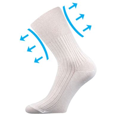 Thin ZDRAV medical socks with non-constricting cuff, WHITE