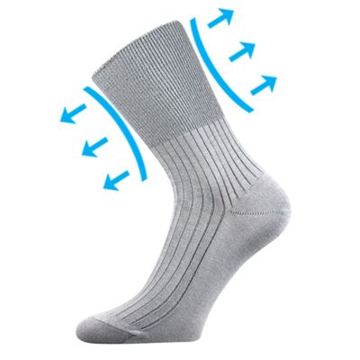 Thin ZDRAV medical socks with non-constricting cuff, LIGHT GREY