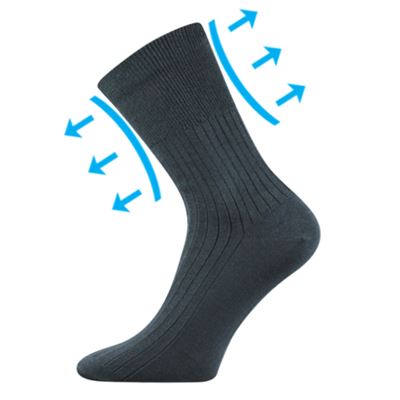 Thin ZDRAV medical socks with non-constricting cuff, DARK GREY