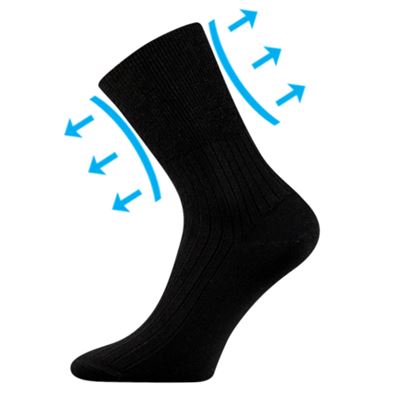 Thin ZDRAV medical socks with non-constricting cuff, BLACK