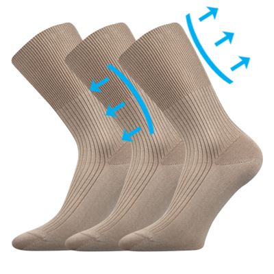 Thin medicine socks ZDRAVAN 100% cotton with non-constricting cuff BEIGE