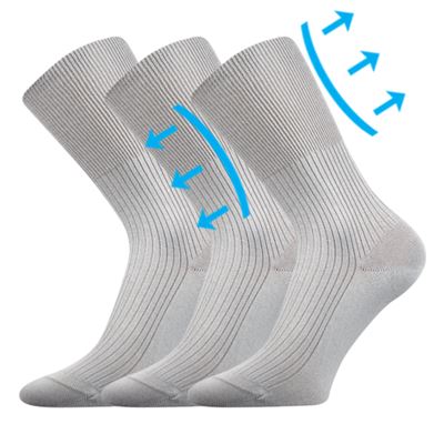 Thin medicine socks ZDRAVAN 100% cotton with non-constricting cuff LIGHT GREY
