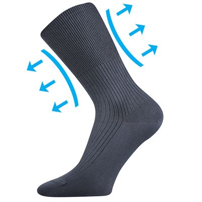 Thin medicine socks ZDRAVAN 100% cotton with non-constricting cuff DARK GREY