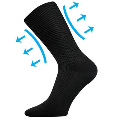 Thin medicine socks ZDRAVAN 100% cotton with non-constricting cuff BLACK