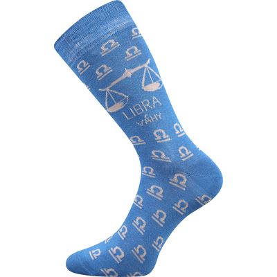 Socks with the ZODIAC sign in a LIBRA box, light blue
