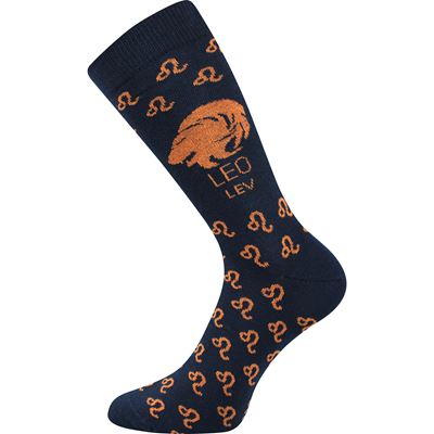 ZODIAC zodiac sign socks in a dark blue LION box