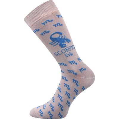 Socks with the ZODIAC sign in a box SCORPIO light grey