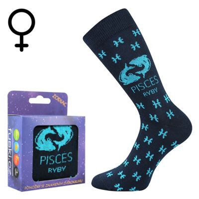 ZODIAC zodiac sign socks in a box PISCES dark blue