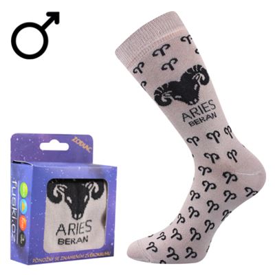 ZODIAC zodiac sign socks in a box ARIES light grey
