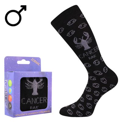 Socks with the ZODIAC sign in a box CANCER black