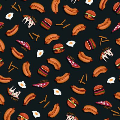 Men's long-sleeved pyjamas LOPPING FASTFOOD II black