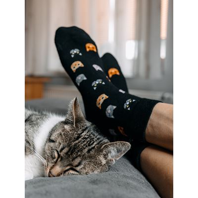 FELIXA thin women's socks with cats (3 pairs)