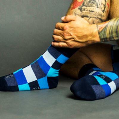 DECUBE cotton checked socks with silver MIX DARK (3 pairs)